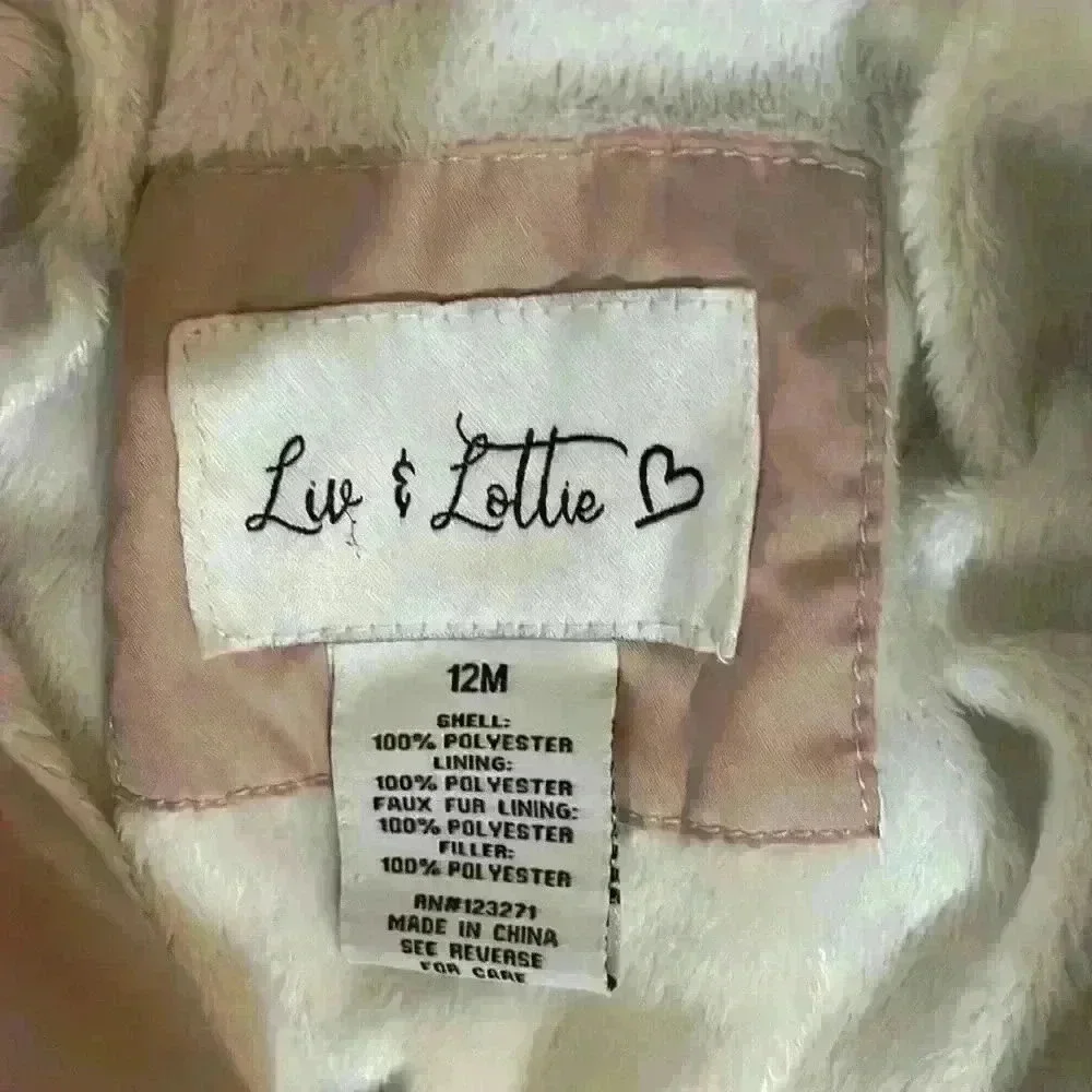 Liv & Lottie pink with fur lined coat size 12 month